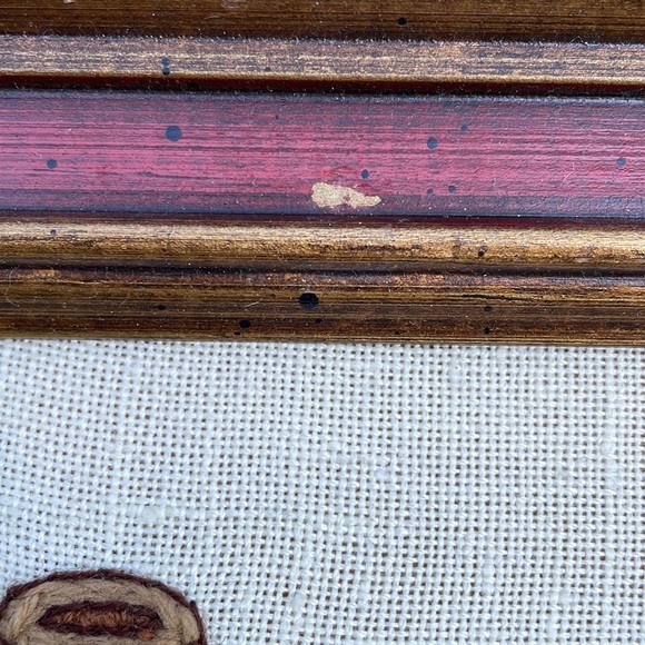 Crewel art frame needlework kitchen coffee grannycore  fall kitsch 70s vtg - Picture 10 of 12